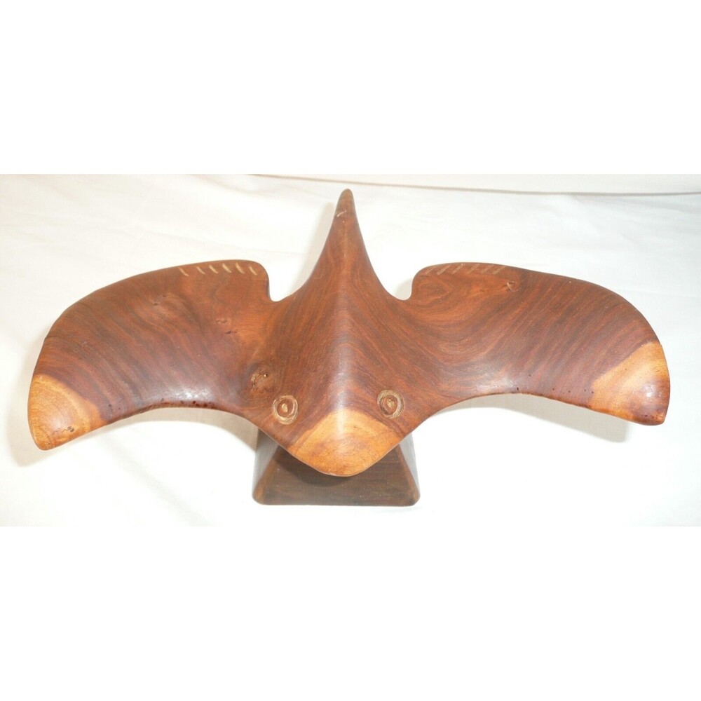 Vintage Wood Stingray Manta Ray Figurine Hand Carved Ironwood Dominican Seashore